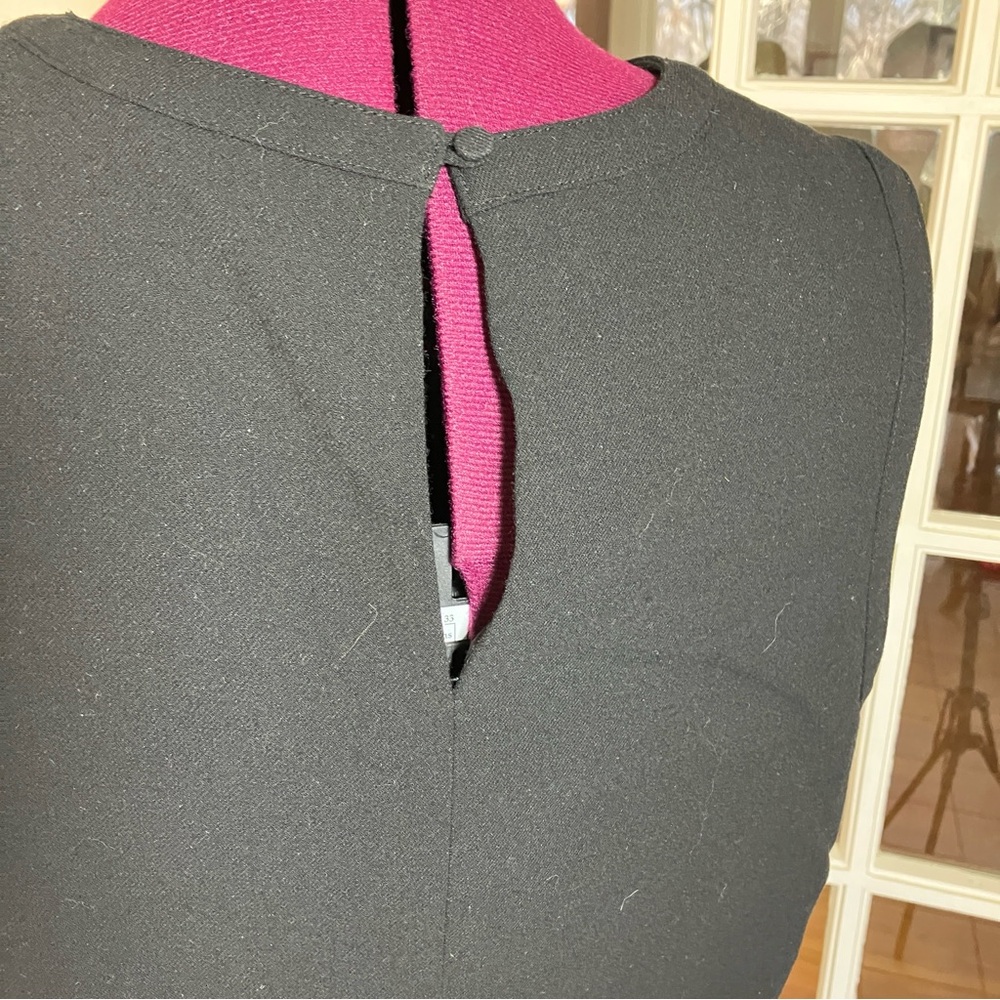 Talbots Wool Blend Sleeveless Sheath Dress | Tie Waist | Black | Lined XL 12/14 - Picture 9 of 11
